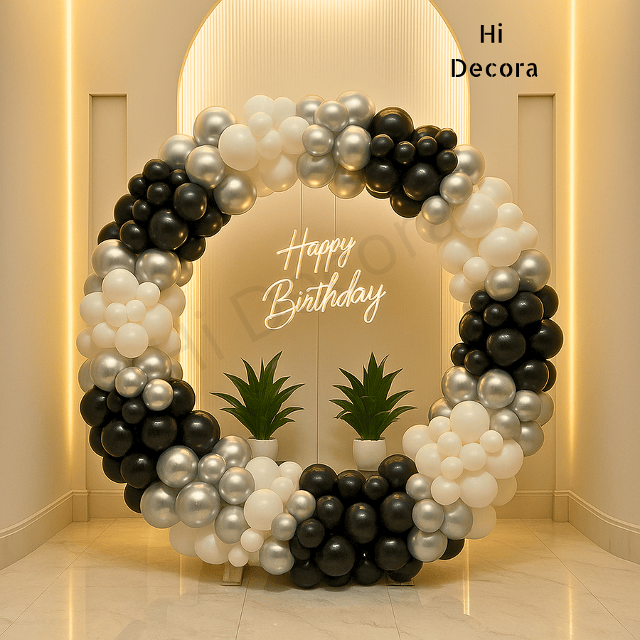 Silver white Black Ring Decoration