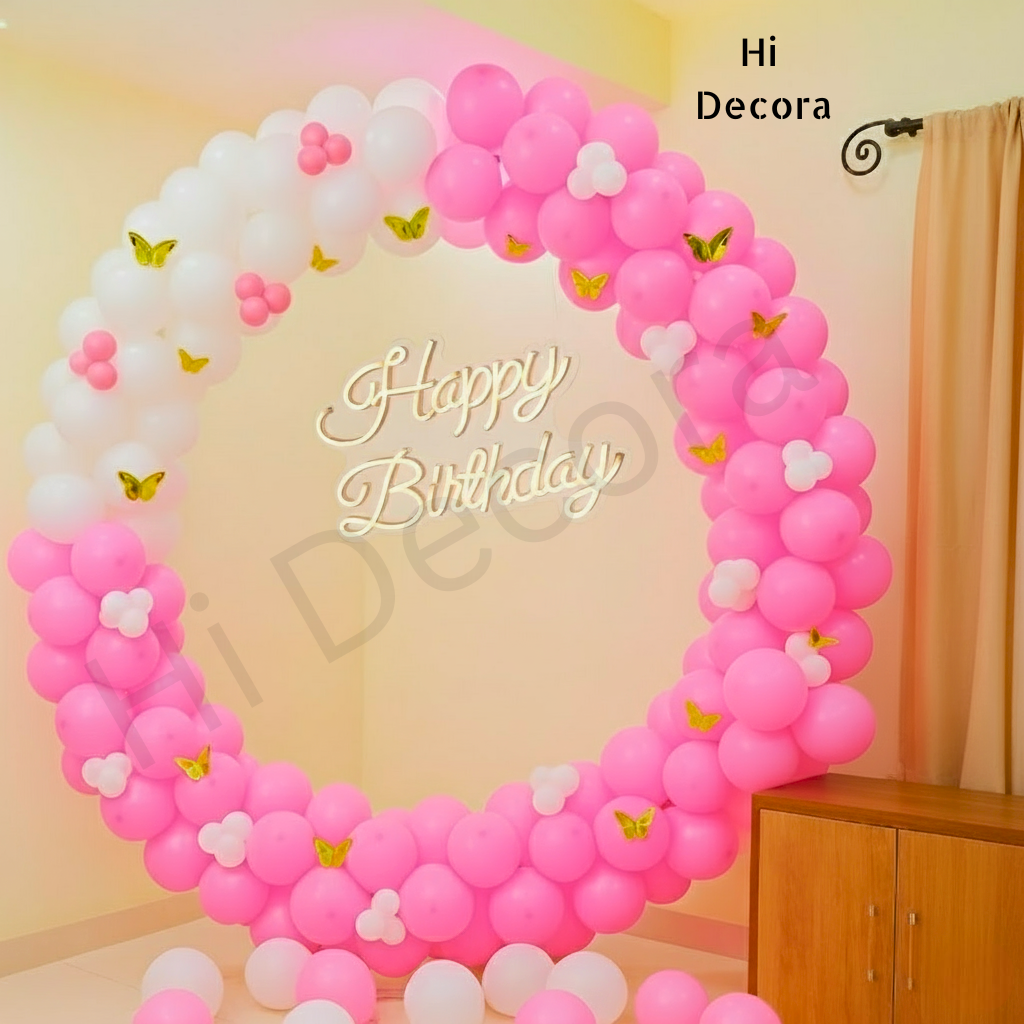 White - Pink Butterfly Ring Decor 