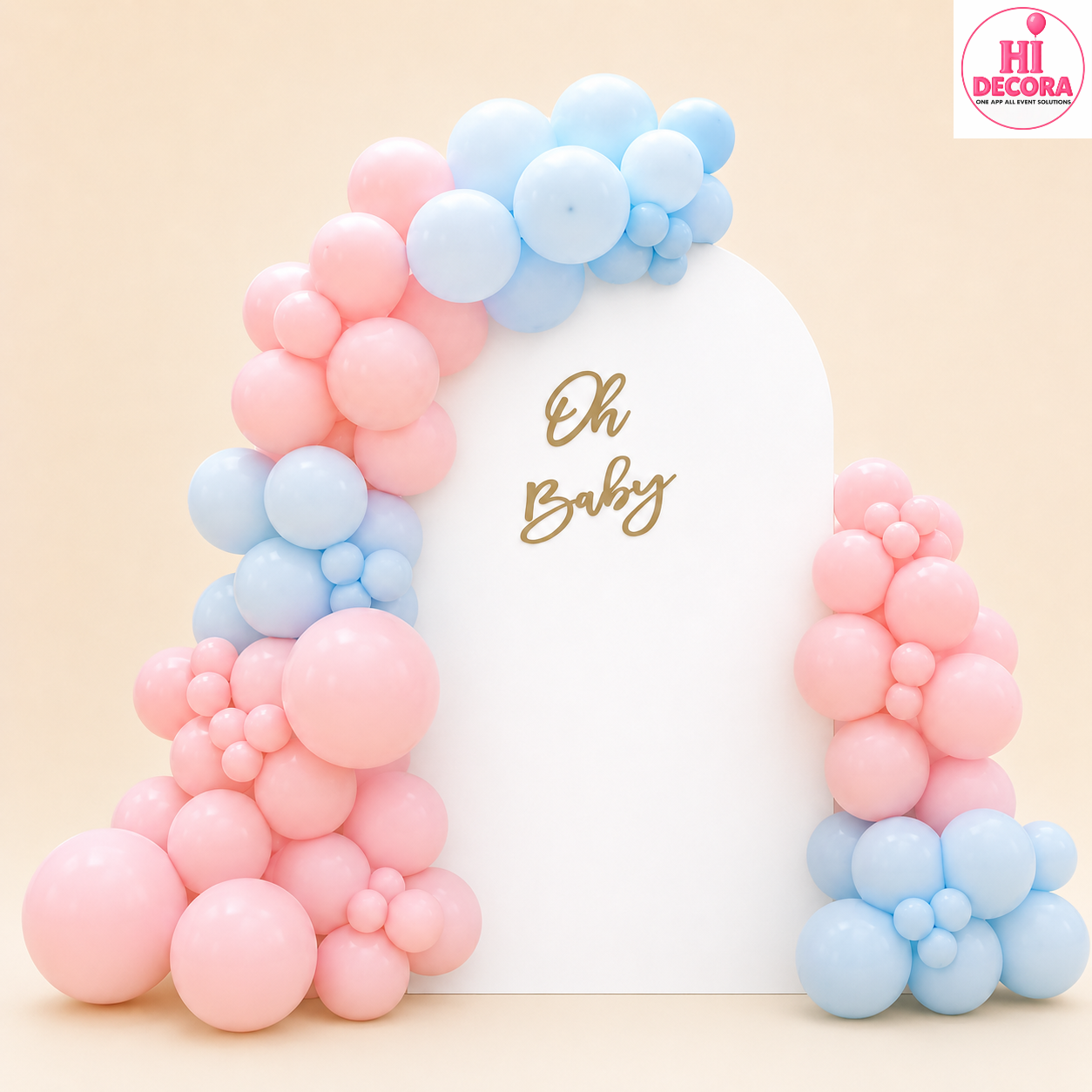 Blue Pink Round Arch Baby Shower Decor 