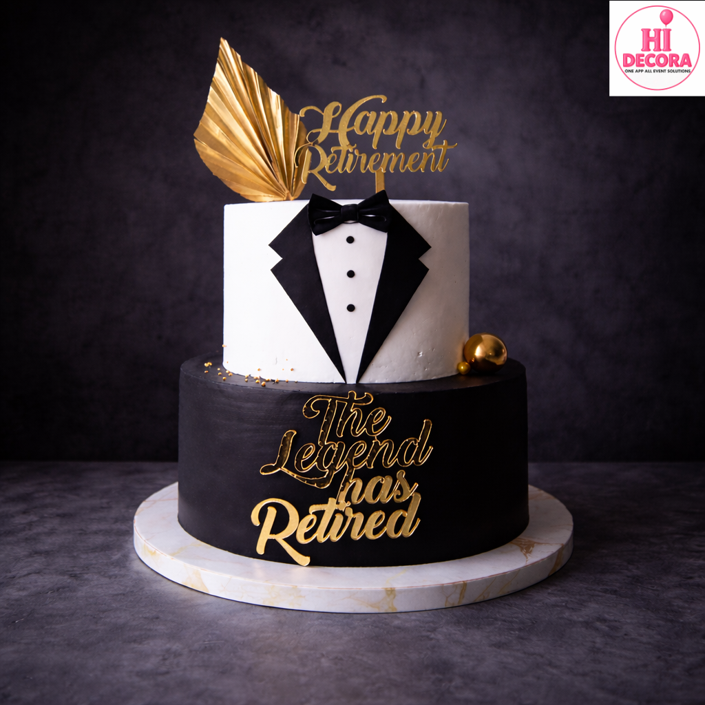 Black - White Tuxedo Retirement Cake 