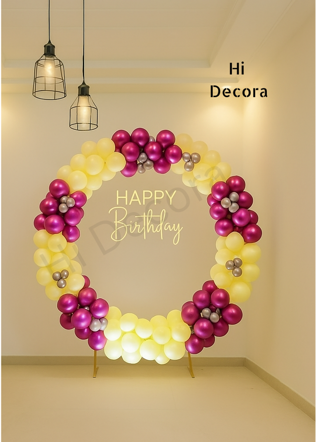 yellow And Chrome Pink Ring Decoration
