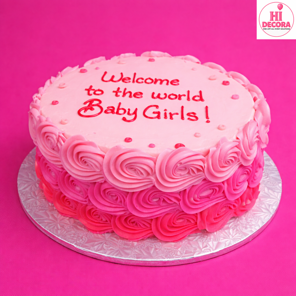 Welcome Girl Rosette Cake 