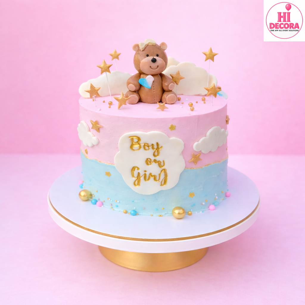 Teddy Bear Reveal Cake 